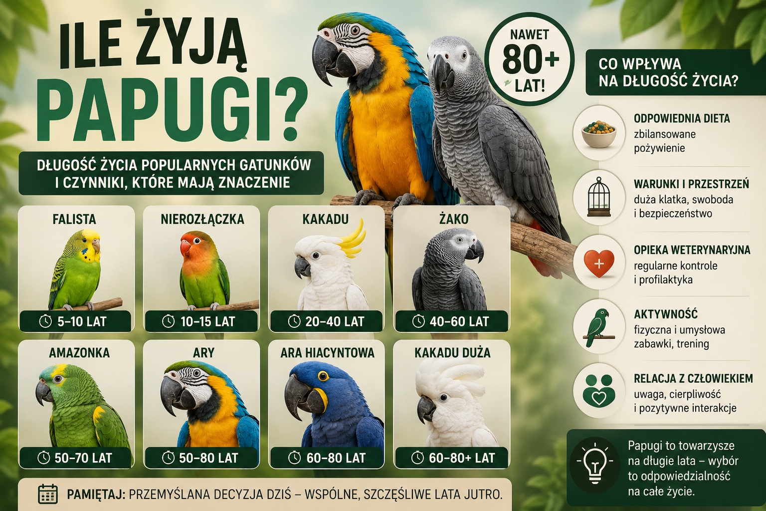 Ile żyją papugi