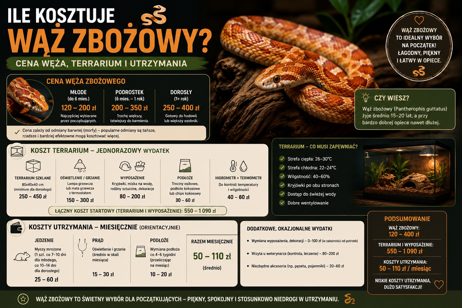 Ile kosztuje wąż zbożowy